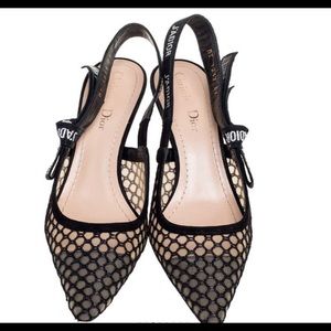 Dior
Dior Black/Beige Mesh And Net J'Adior Slingback Pumps Size 37-37.5